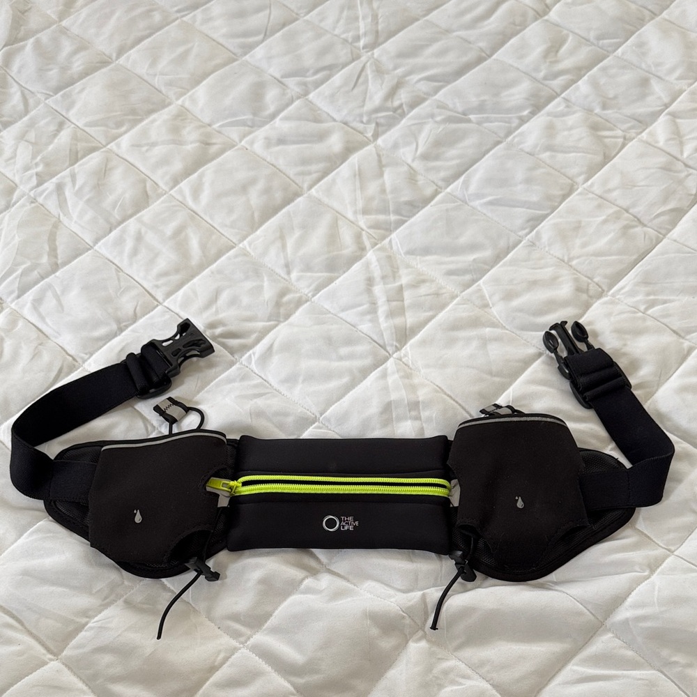 Black and Neon Green Running Belt Bag